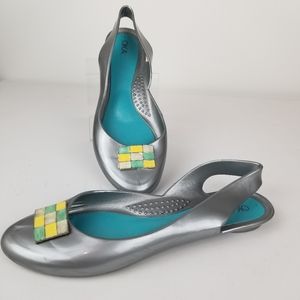 Oka b. Sling back Gray Sling Back Flat Sandals